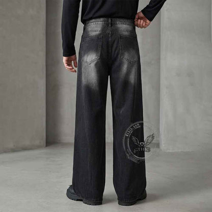High Street Washed American Wide-Leg Denim Jeans