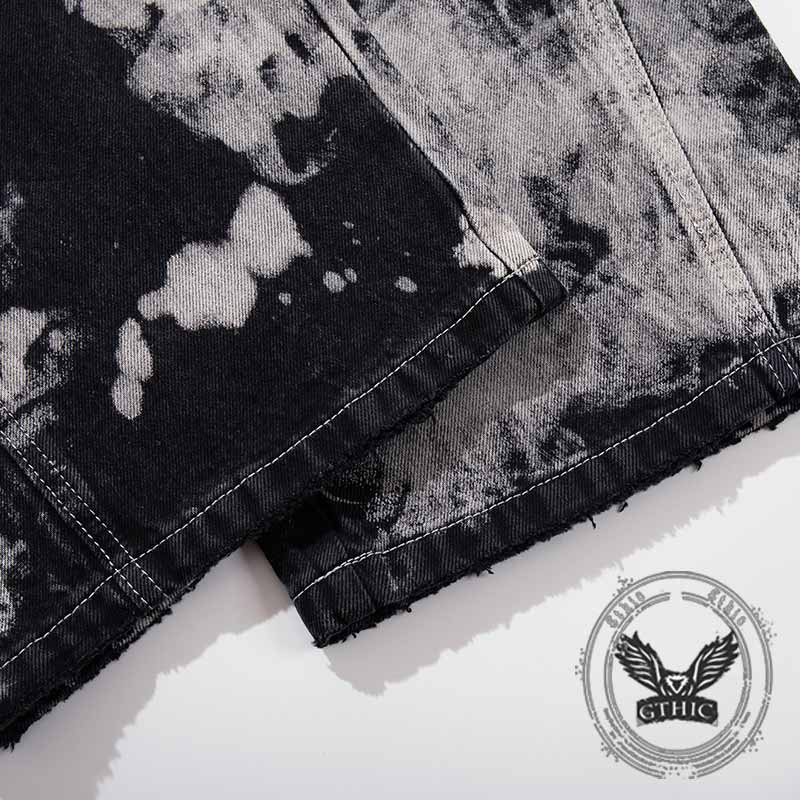 Hip-Hop Tie-Dye Gradient Distressed Straight Jeans