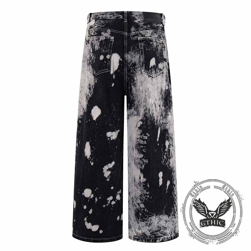 Hip-Hop Tie-Dye Gradient Distressed Straight Jeans