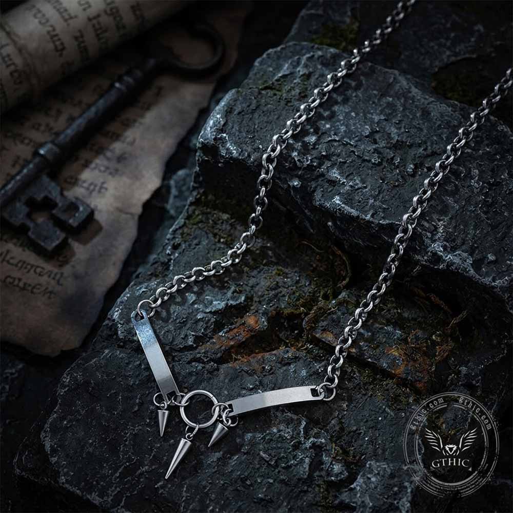Hip-Hop Triple-Spike Necklace in Stainless Steel