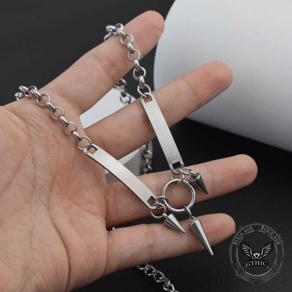 Hip-Hop Triple-Spike Necklace in Stainless Steel