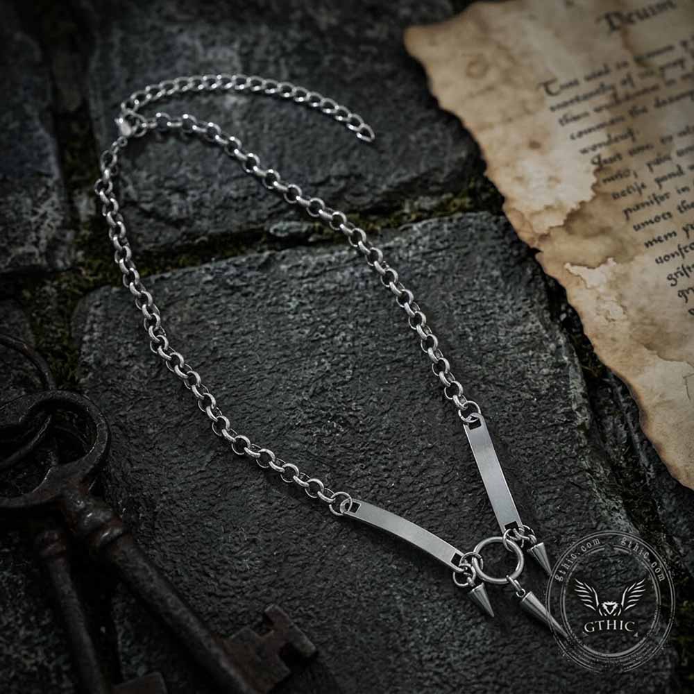 Hip-Hop Triple-Spike Necklace in Stainless Steel