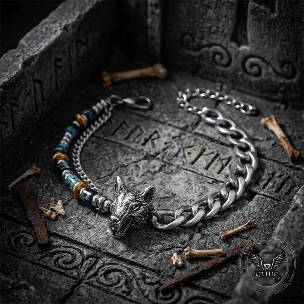 Hip-Hop Wolf Head Bracelet in Stainless Steel