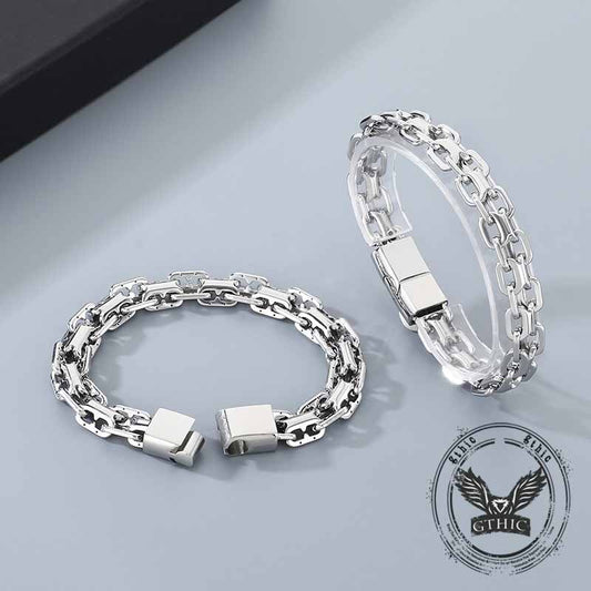 Hip Hop Double Row Hollow Bracelet in Stainless Steel