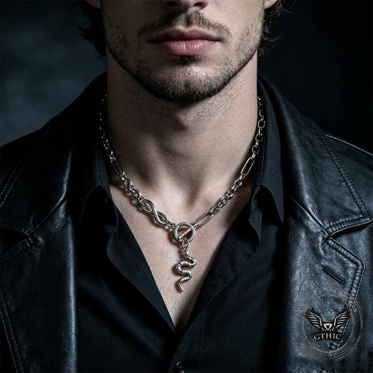 Hip Hop Infinity Snake Stainless Steel Clavicle Necklace