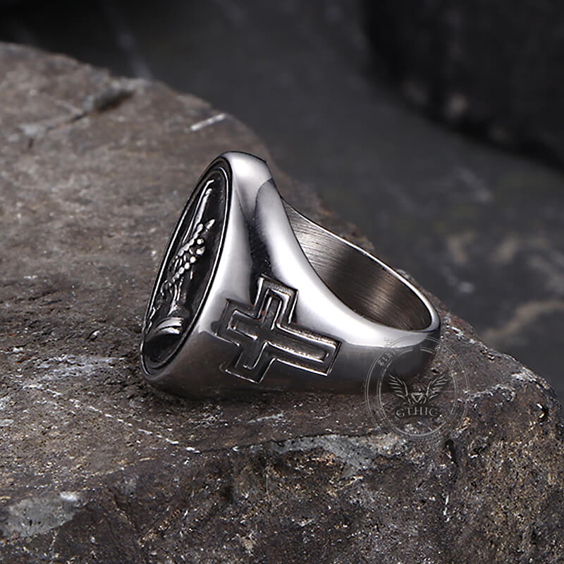 Hip Hop Praying Hands Cross Ring in Stainless Steel