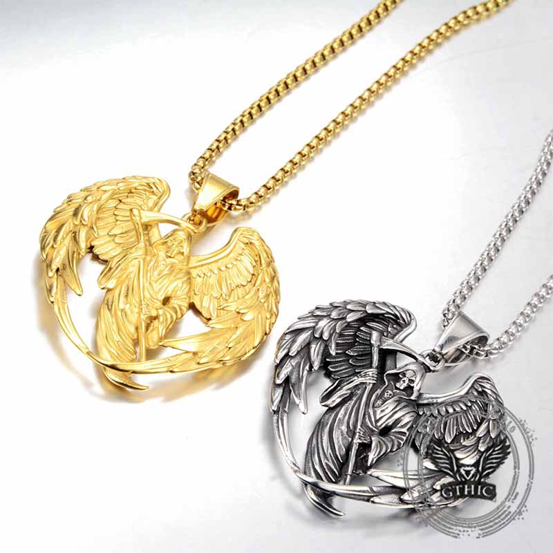 Hip Hop Scythe Grim Reaper Pendant in Stainless Steel