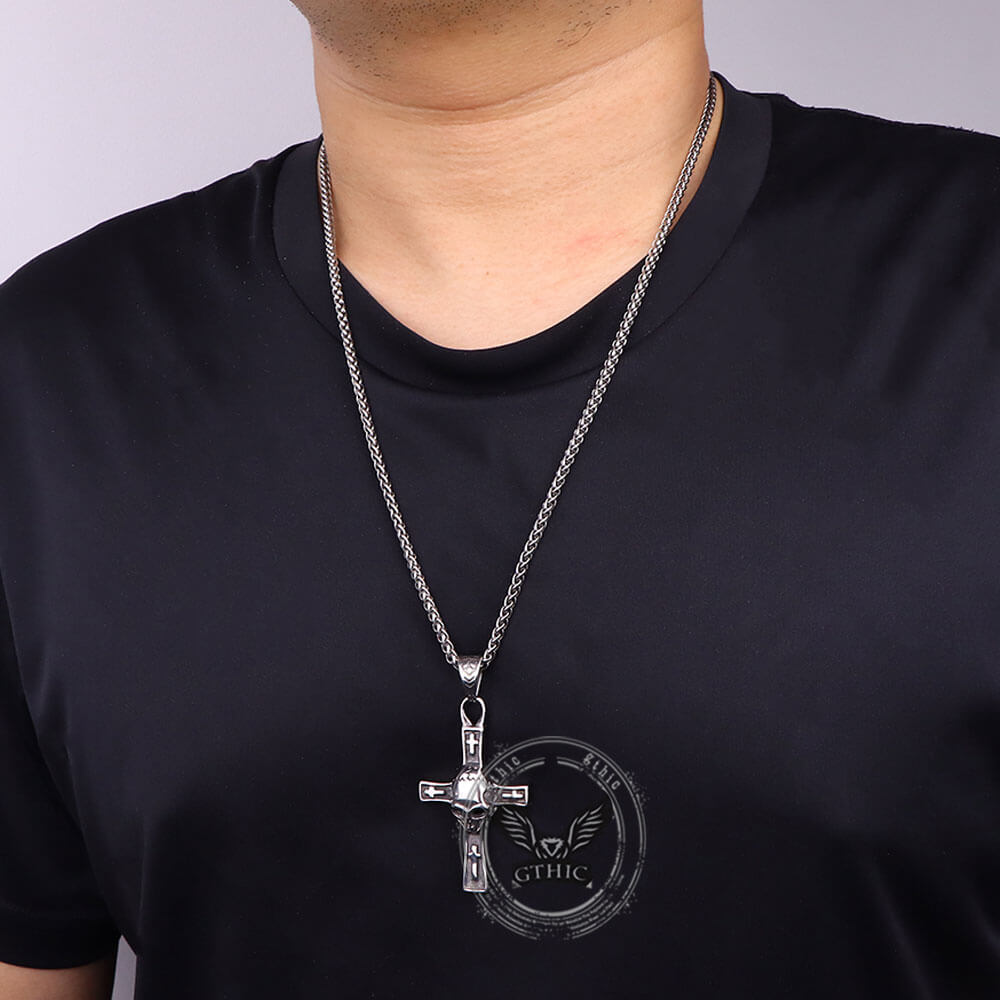 Hip Hop Skull Cross Pendant in Stainless Steel