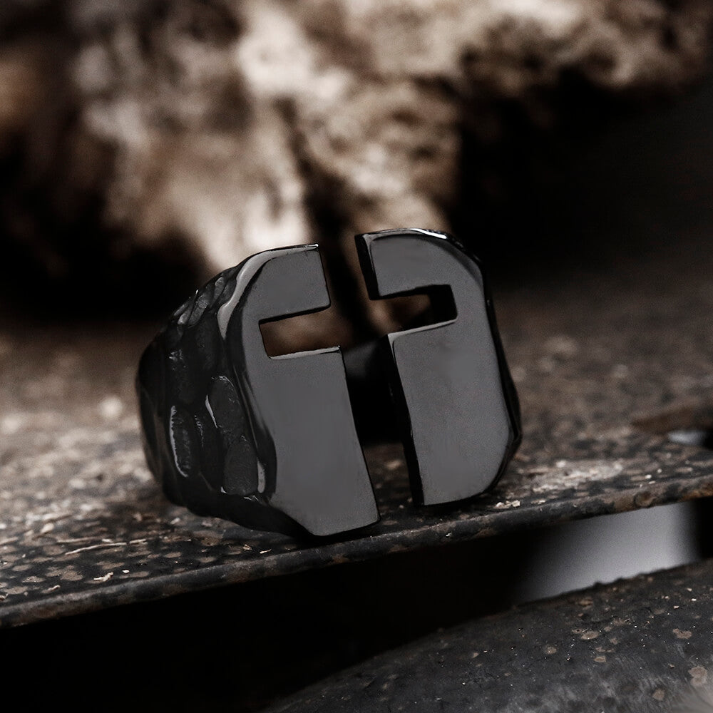 Hollow Cross Ring in Stainless Steel