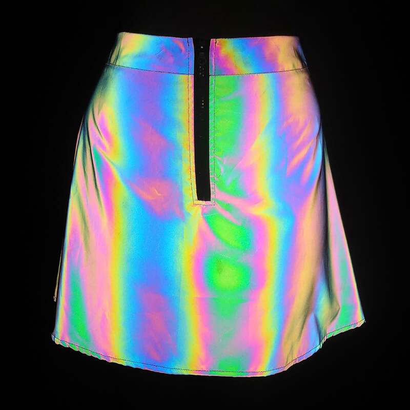 Hot Girl Reflective Crop Top And Skirt