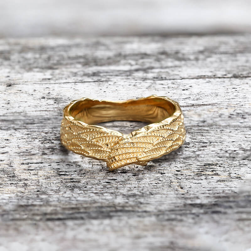 Hugging Angel Wing Ring in Stainless Steel
