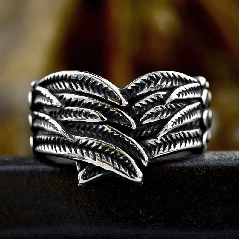 Hugging Angel Wing Ring in Stainless Steel