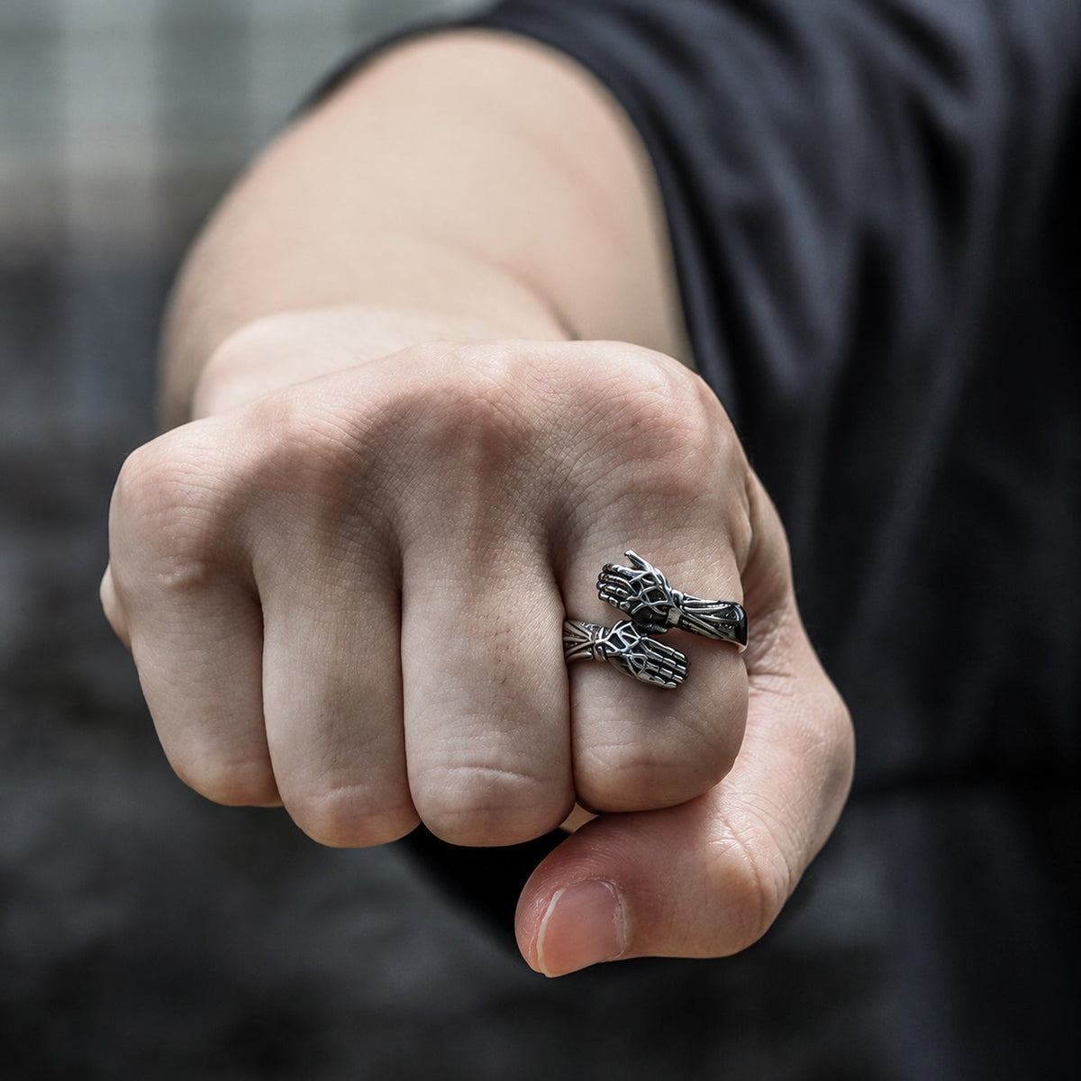 Hugging Hands Ring in Stainless Steel