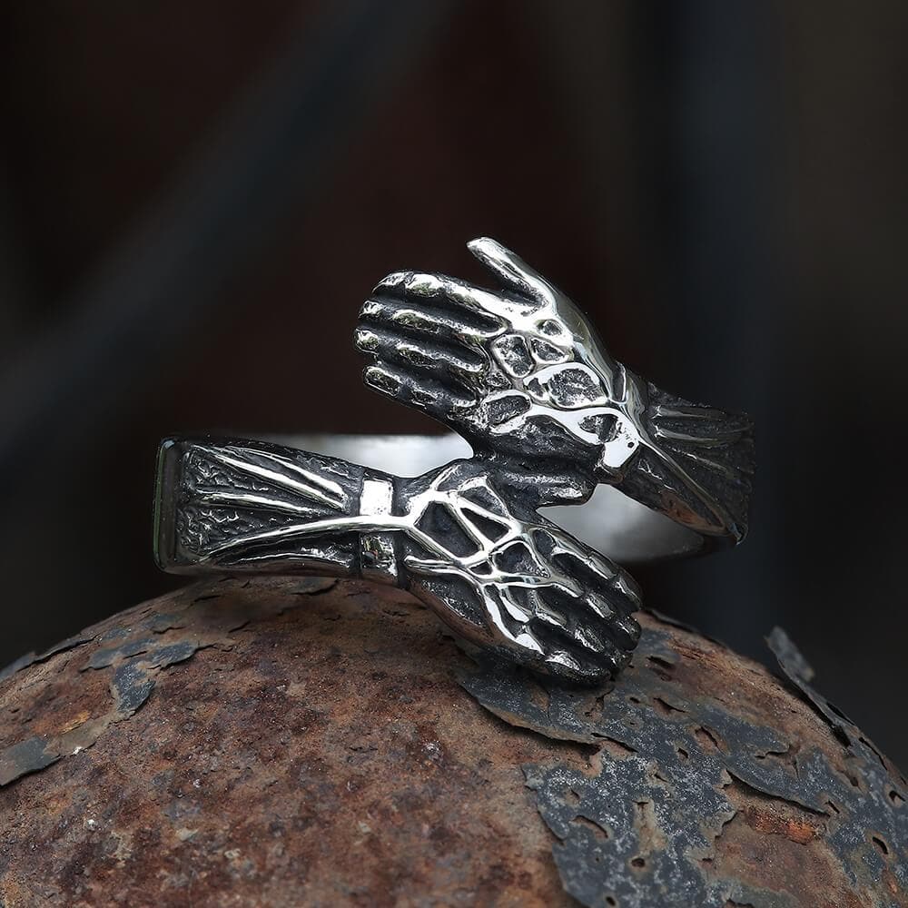Hugging Hands Ring in Stainless Steel