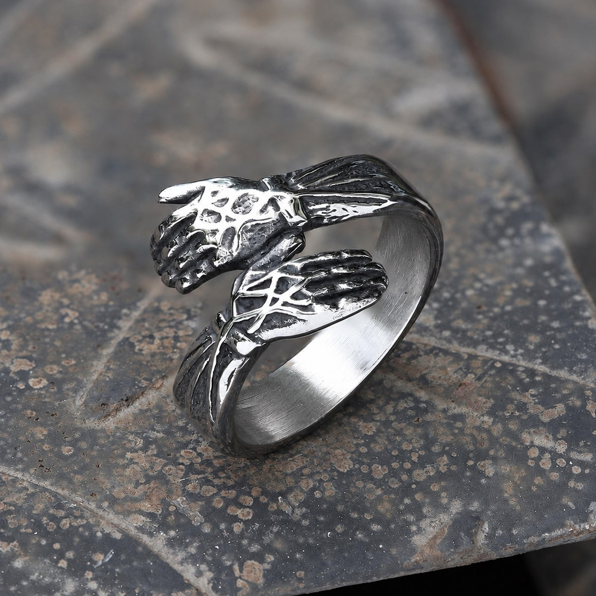 Hugging Hands Ring in Stainless Steel