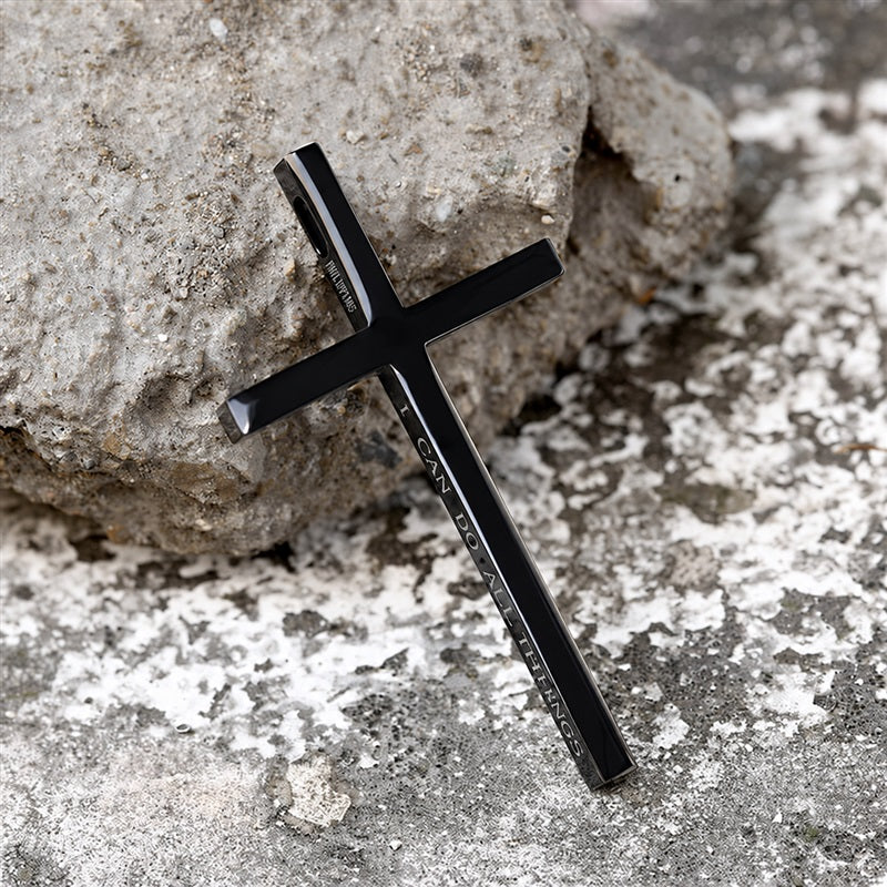 I Can Do All Things Cross Pendant in Stainless Steel