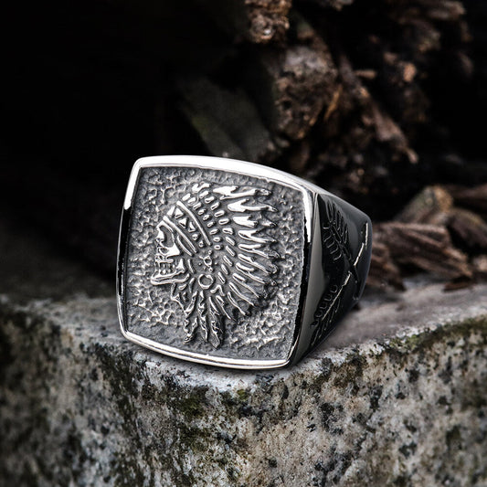 Indian Skull Ring in Stainless Steel
