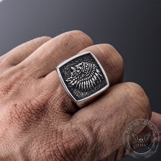Indian Skull Ring in Stainless Steel