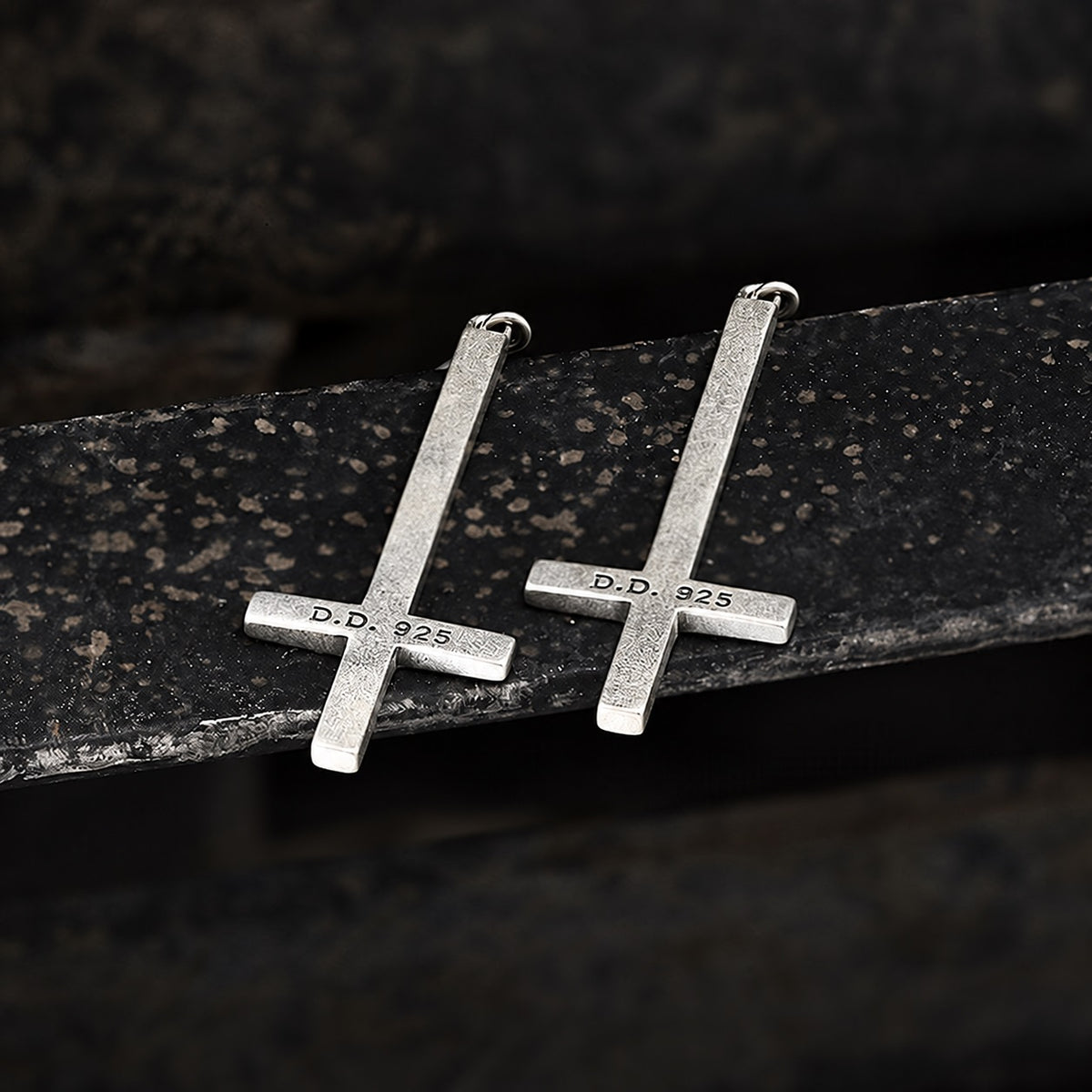 Inverted Cross Earrings in Sterling Silver