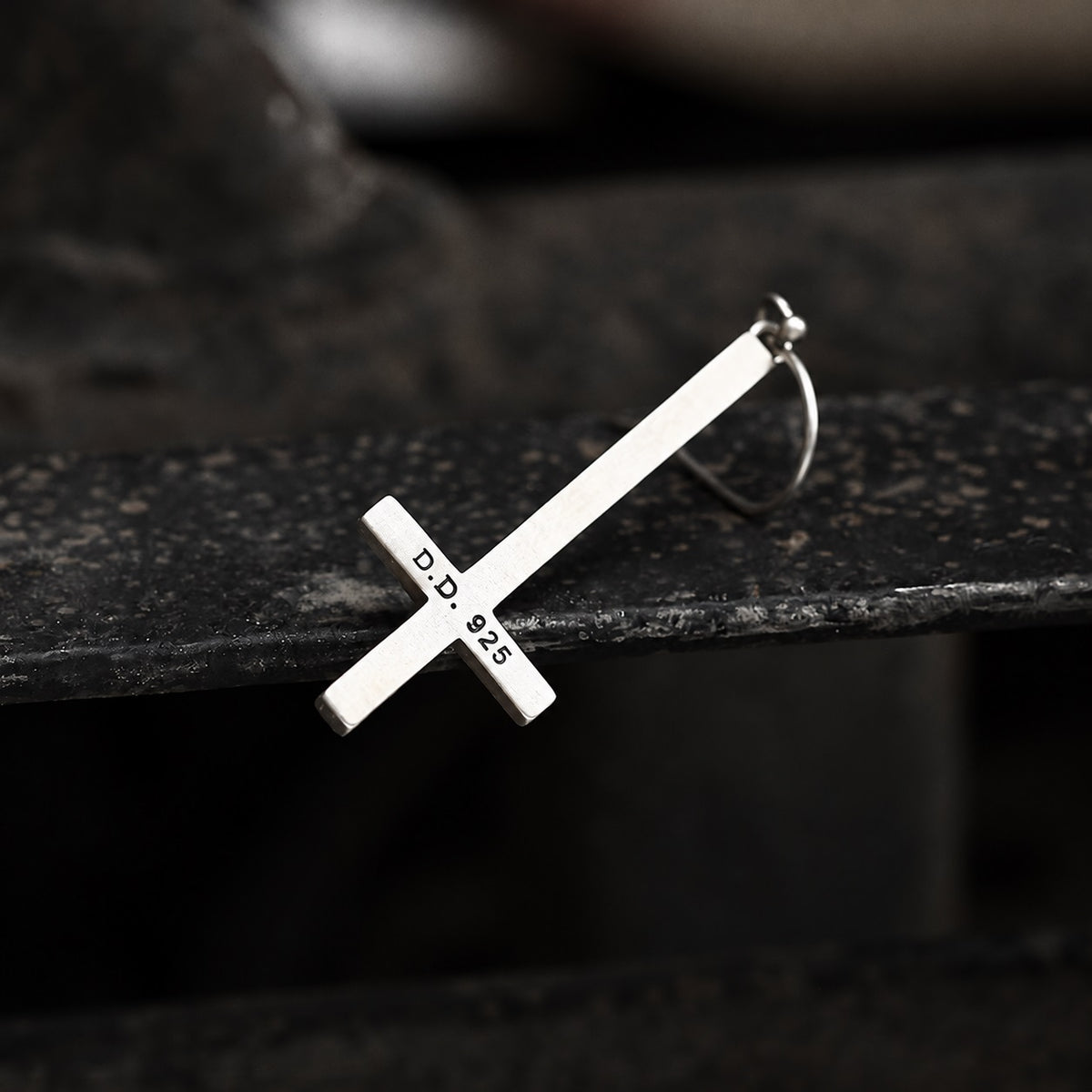 Inverted Cross Earrings in Sterling Silver