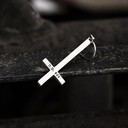 Inverted Cross Earrings in Sterling Silver