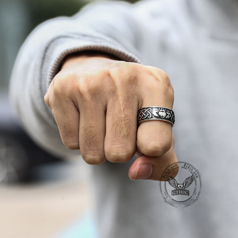 Irish Claddagh Viking Ring in Stainless Steel