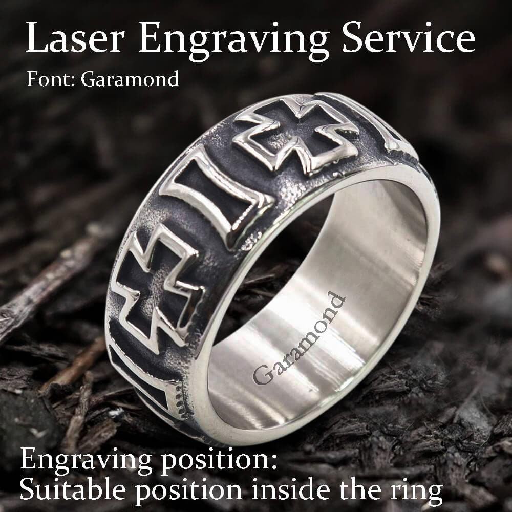 Iron Cross Ring in Stainless Steel