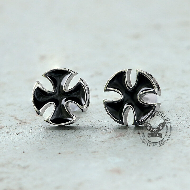 Iron Cross Stud Earrings in Stainless Steel