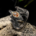 Irregular Black Bark Gothic Ring in Brass