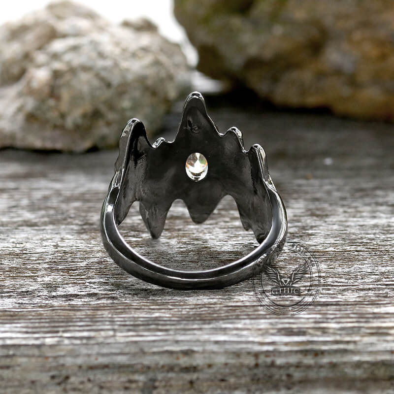 Irregular Black Bark Gothic Ring in Brass