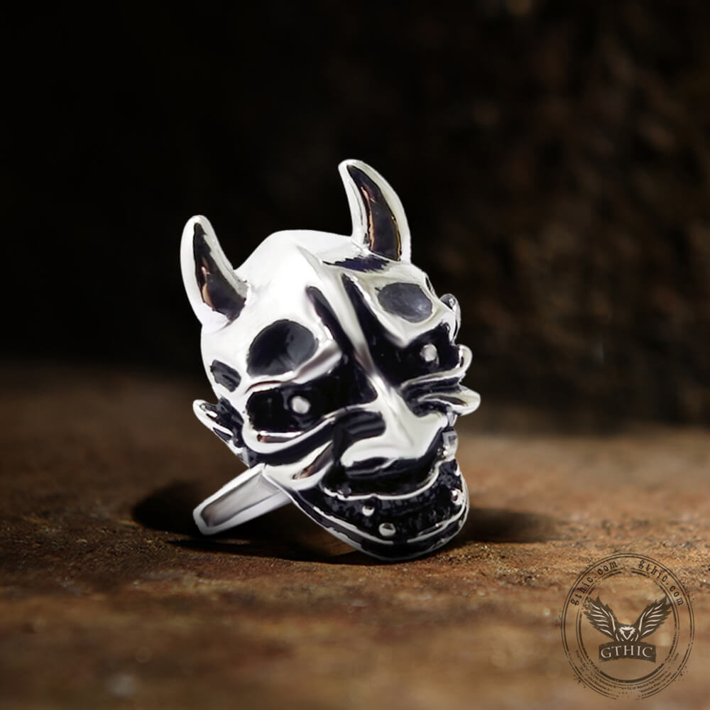 Japanese Demon Oni Skull Cufflinks in Brass