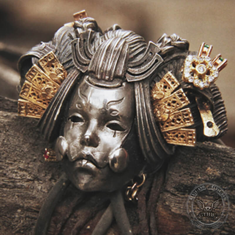 Japanese Geisha Sterling Silver Skull Ring
