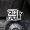 Jerusalem Cross Ring in Stainless Steel