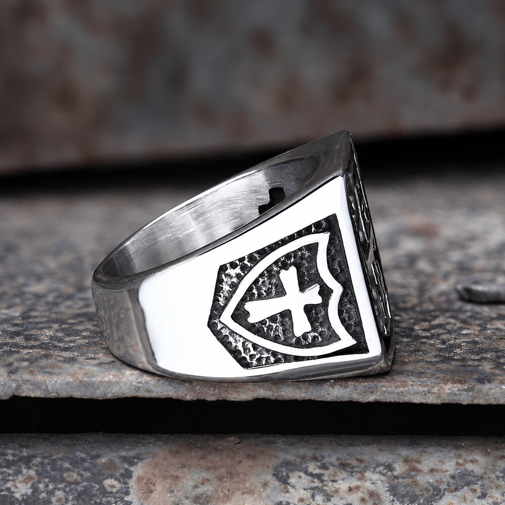 Jerusalem Cross Ring in Stainless Steel