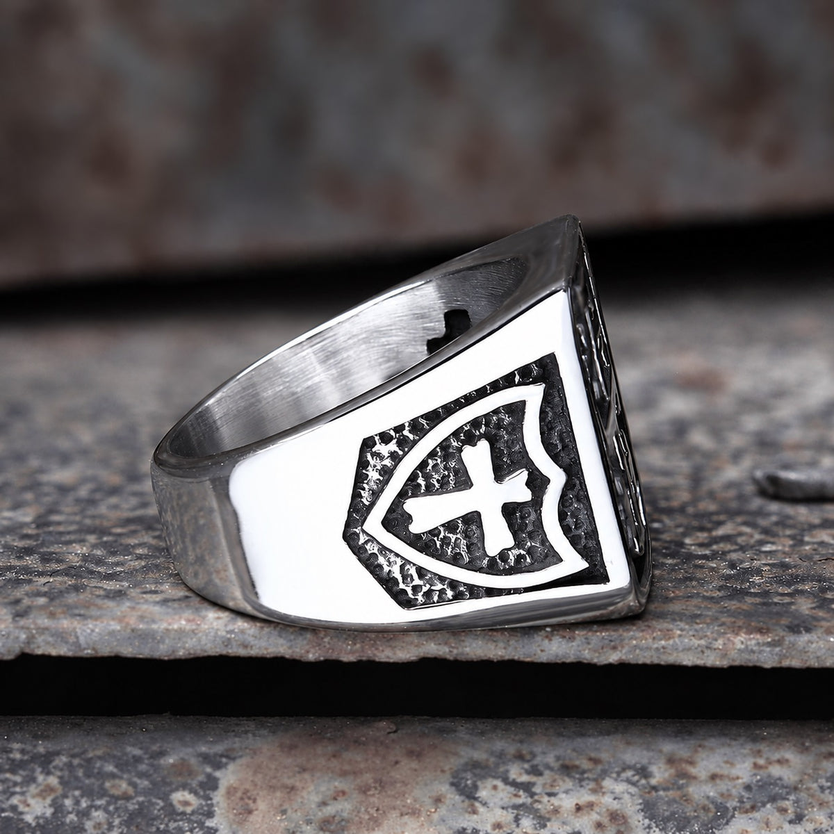 Jerusalem Cross Ring in Stainless Steel
