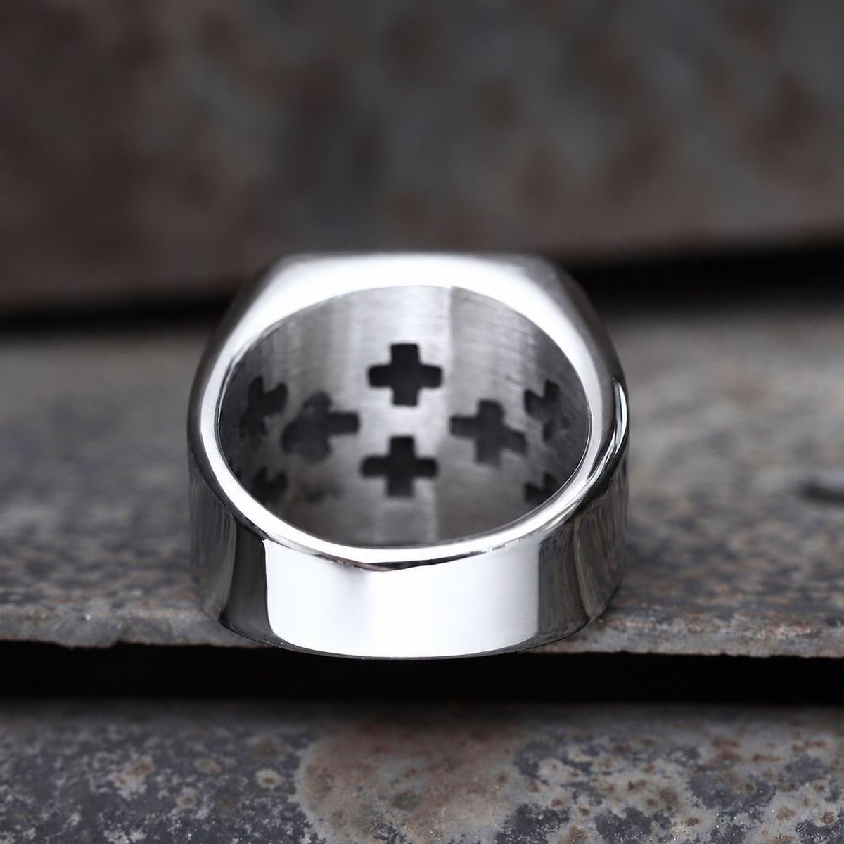 Jerusalem Cross Ring in Stainless Steel