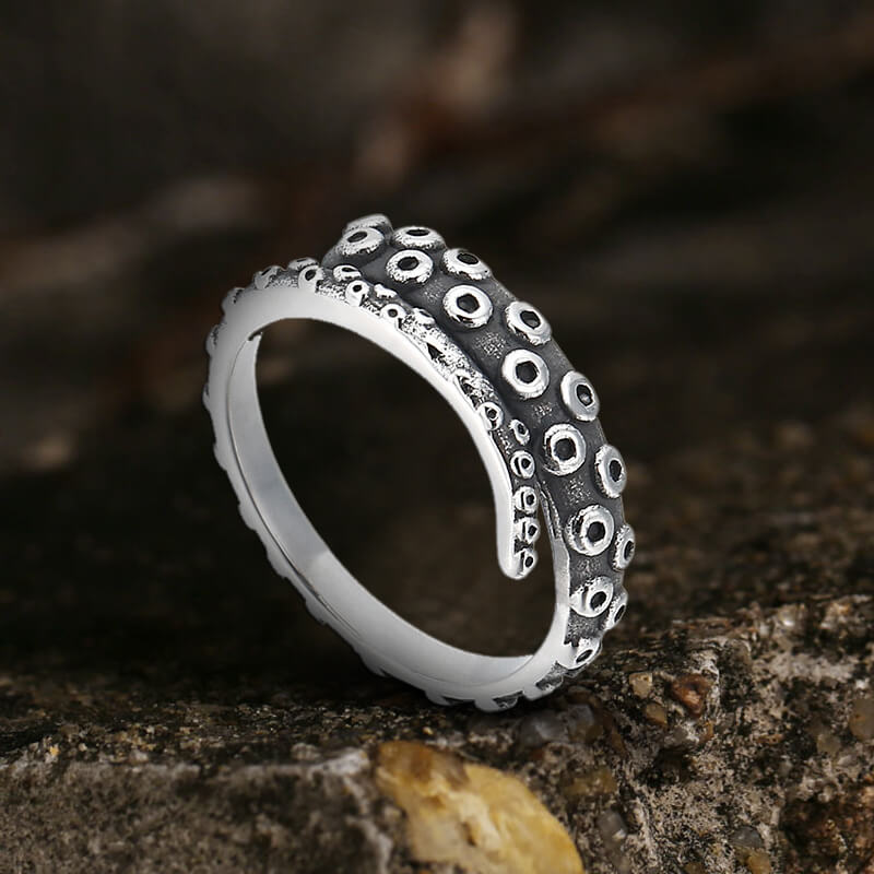 Kraken Octopus Arm Ring in Stainless Steel