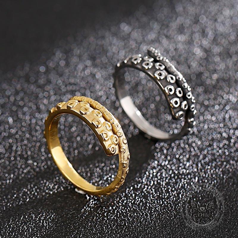 Kraken Octopus Arm Ring in Stainless Steel
