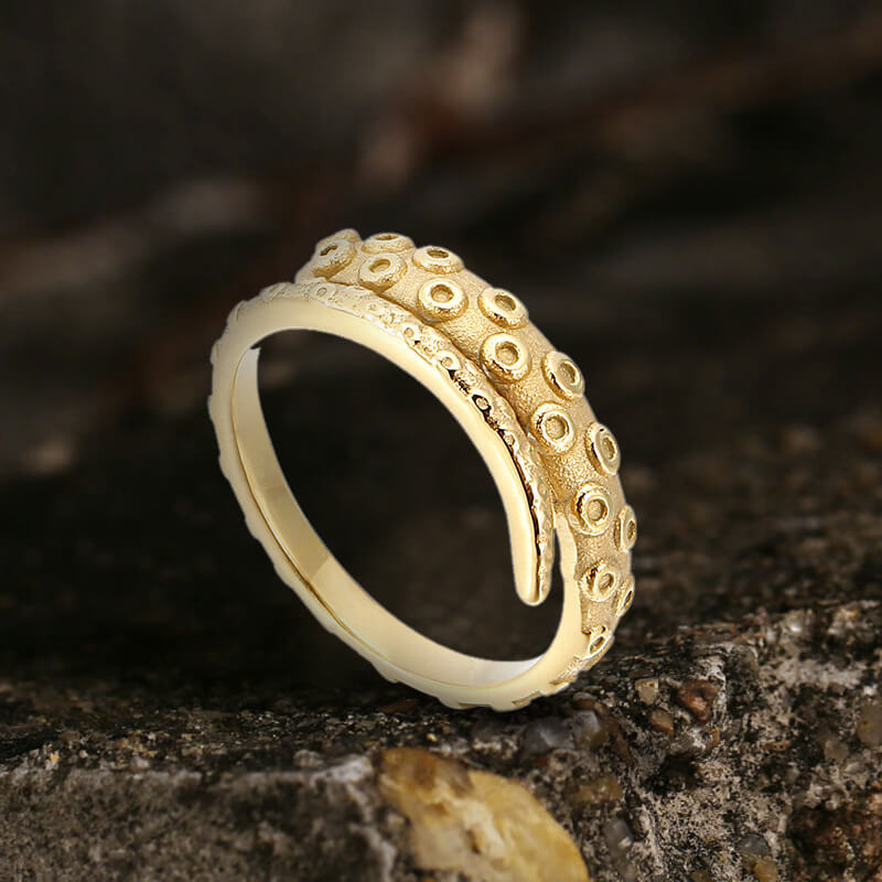 Kraken Octopus Arm Ring in Stainless Steel