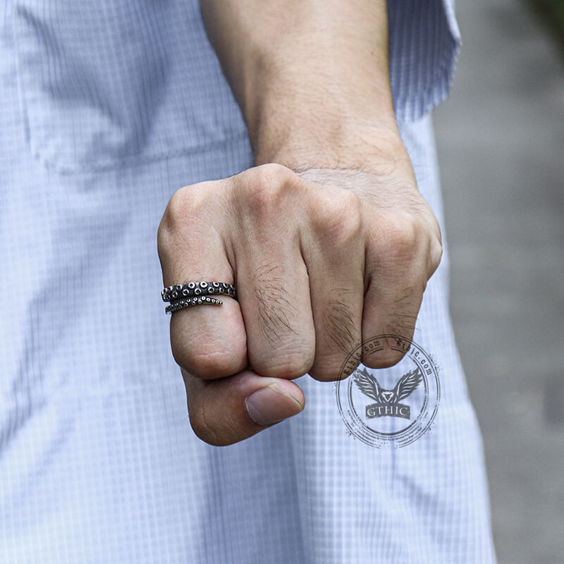 Kraken Octopus Arm Ring in Stainless Steel