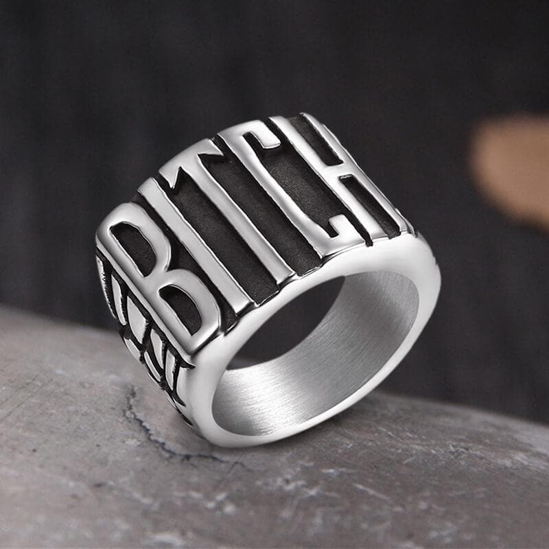 Letters BITCH Ring in Stainless Steel