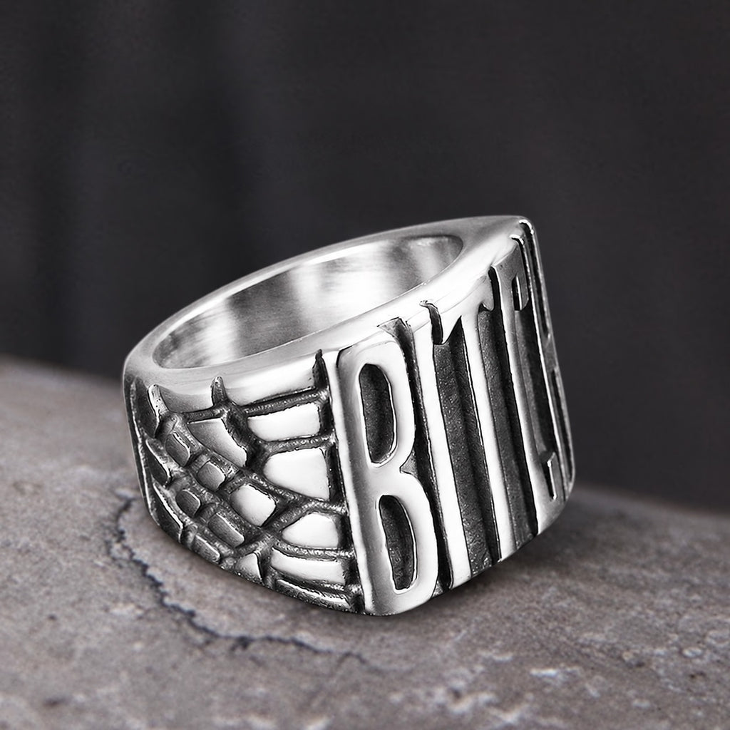 Letters BITCH Ring in Stainless Steel