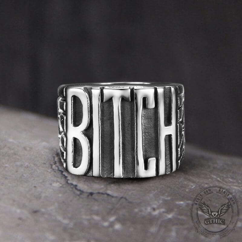 Letters BITCH Ring in Stainless Steel