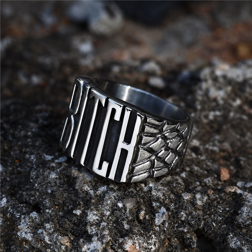 Letters BITCH Ring in Stainless Steel