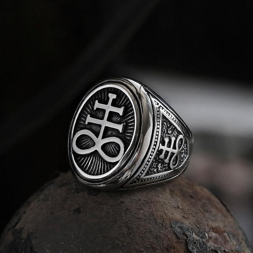 Leviathan Cross Ring in Stainless Steel