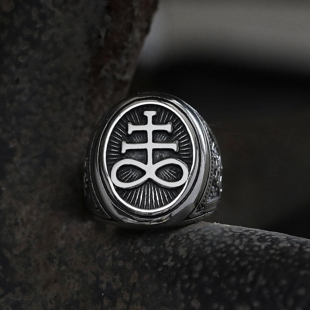 Leviathan Cross Ring in Stainless Steel