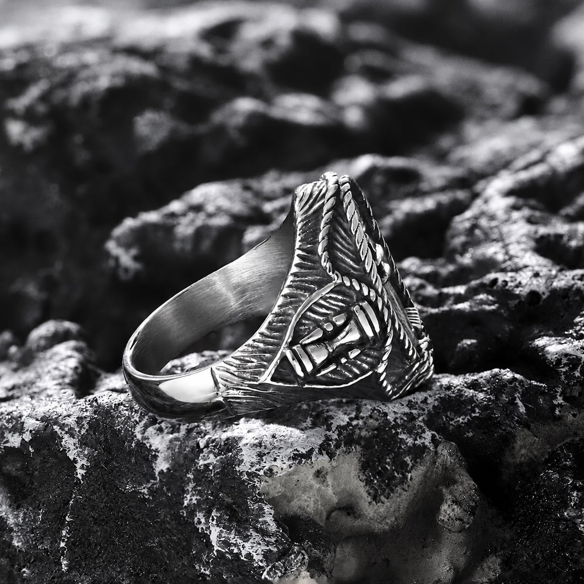 Lighthouse Hourglass Marine Ring in Stainless Steel