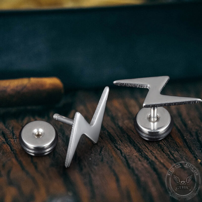 Lightning Stud Earring in Stainless Steel