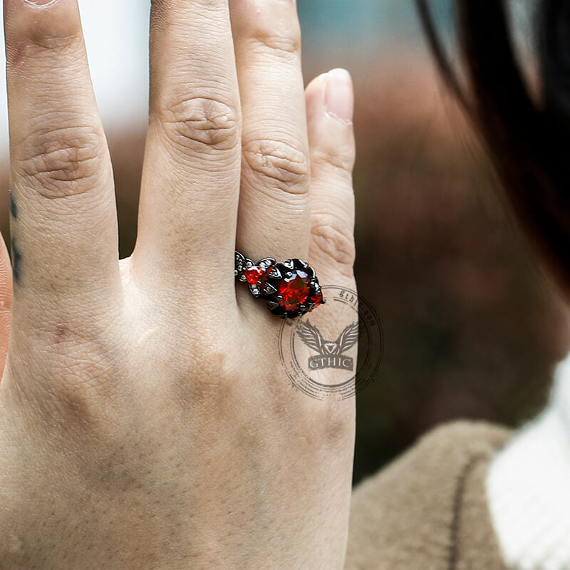 Lotus Zircon Inlaid Gothic Ring in Brass