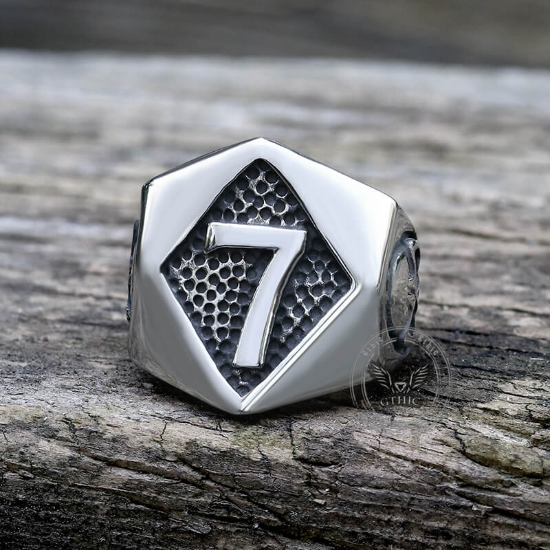 Lucky Number 7 Skull Stainless Steel Ring
